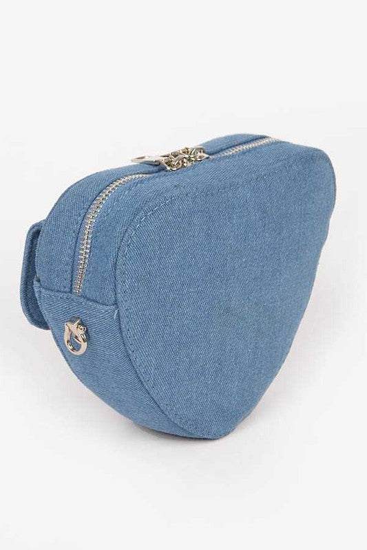 Denim Heart Shape Crossbody Bag