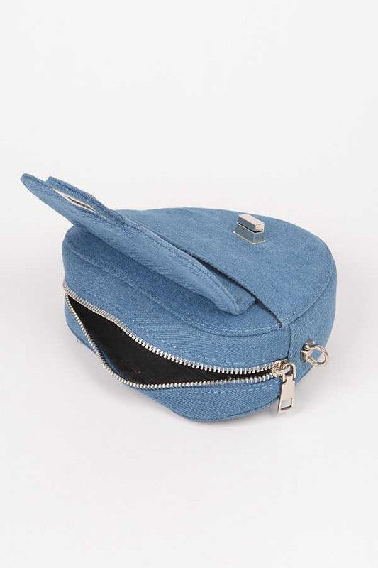 Denim Heart Shape Crossbody Bag