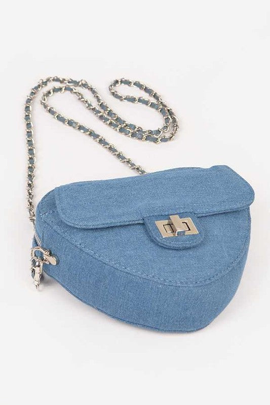 Denim Heart Shape Crossbody Bag