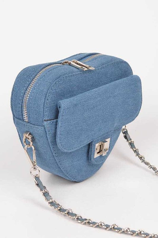 Denim Heart Shape Crossbody Bag