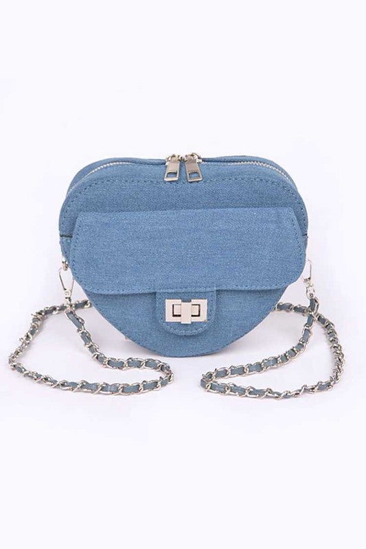 Denim Heart Shape Crossbody Bag