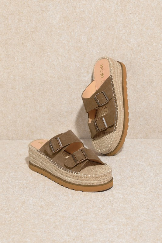 Taupe Espadrille Platform Sandals