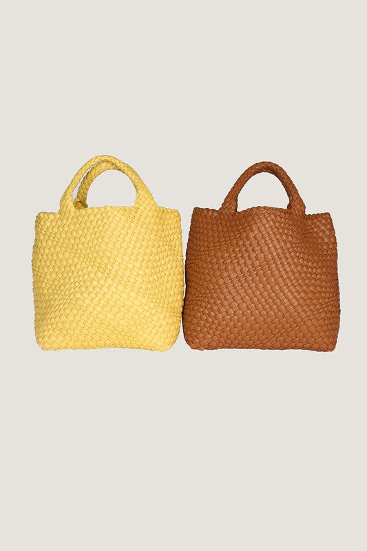 Woven Faux Leather Shoulder Bag