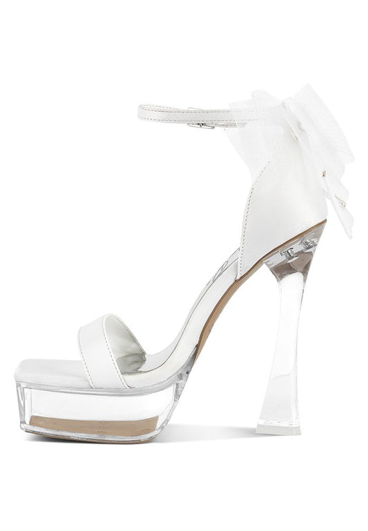 Satin Clear High Heels with Bows