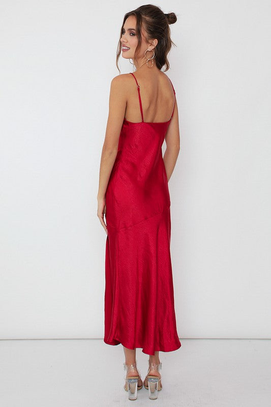 Wine & Dine Satin Midi Dress