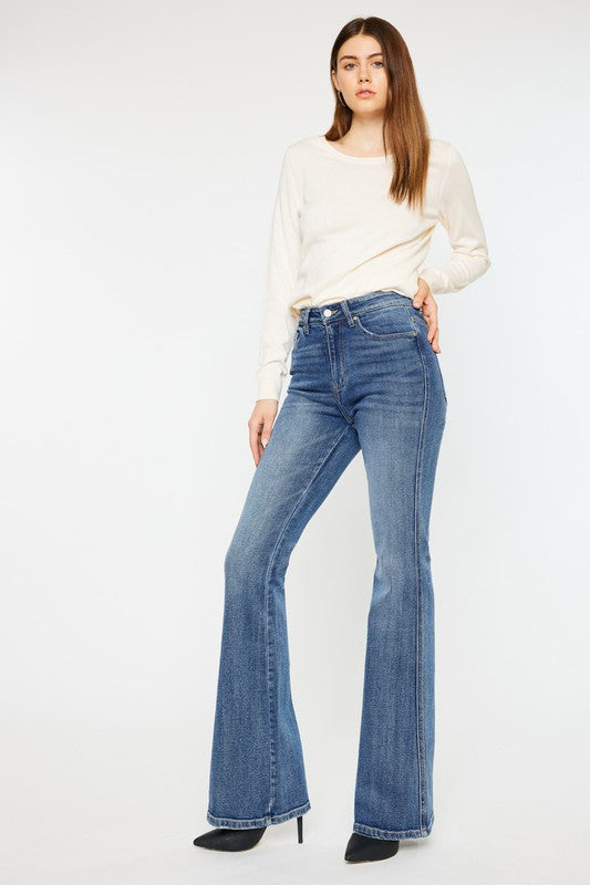 Medium Wash High Rise Flare Jeans