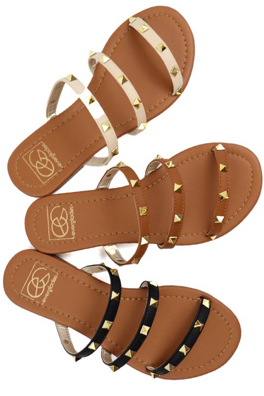 Three Strap Studded Sandal