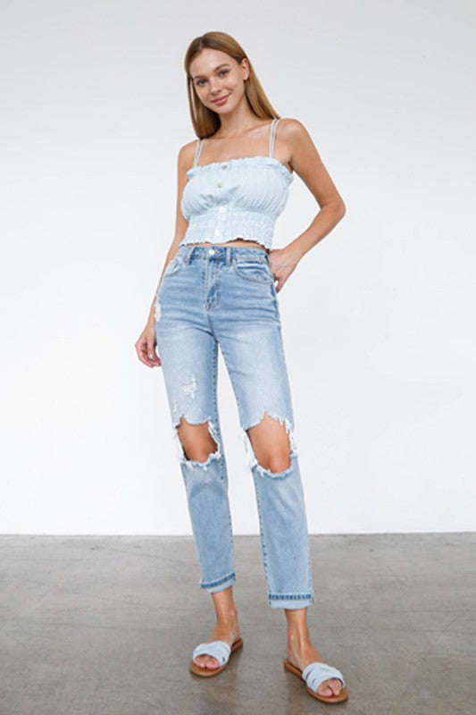 Ripped High Waisted Mom Jeans