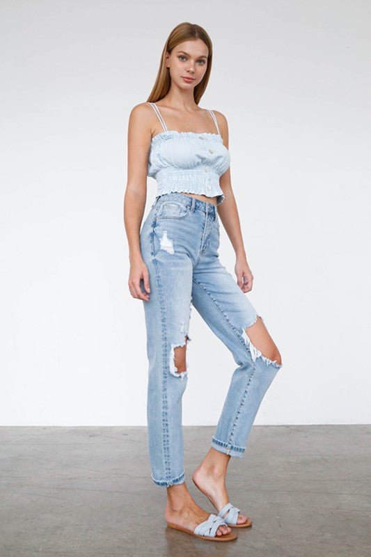 Ripped High Waisted Mom Jeans