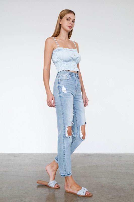 Ripped High Waisted Mom Jeans