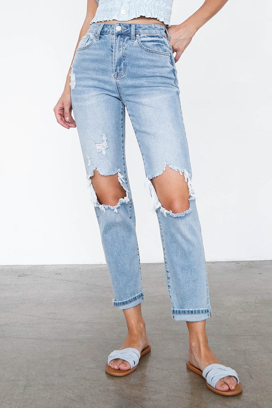 Ripped High Waisted Mom Jeans