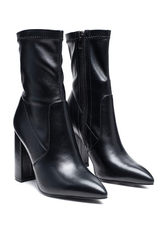 London Pointed Block Heeled Boot