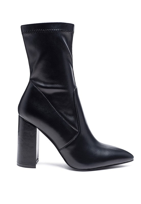 London Pointed Block Heeled Boot