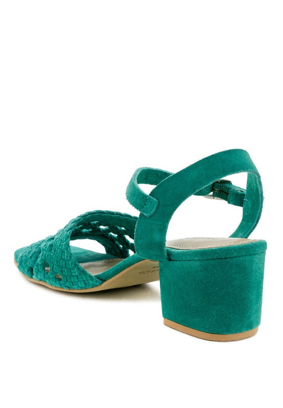 Emerald Crocheted Block Heels