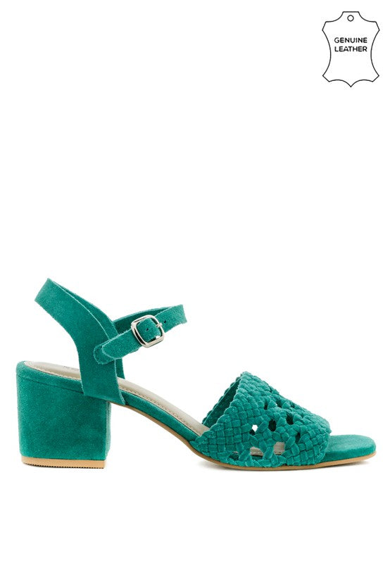 Emerald Crocheted Block Heels