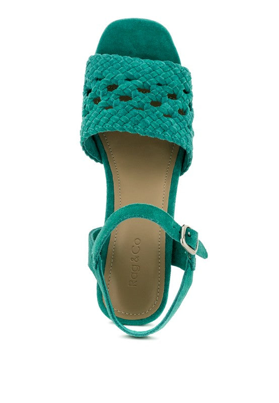 Emerald Crocheted Block Heels