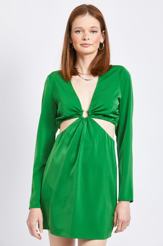 Green Satin Mini Dress