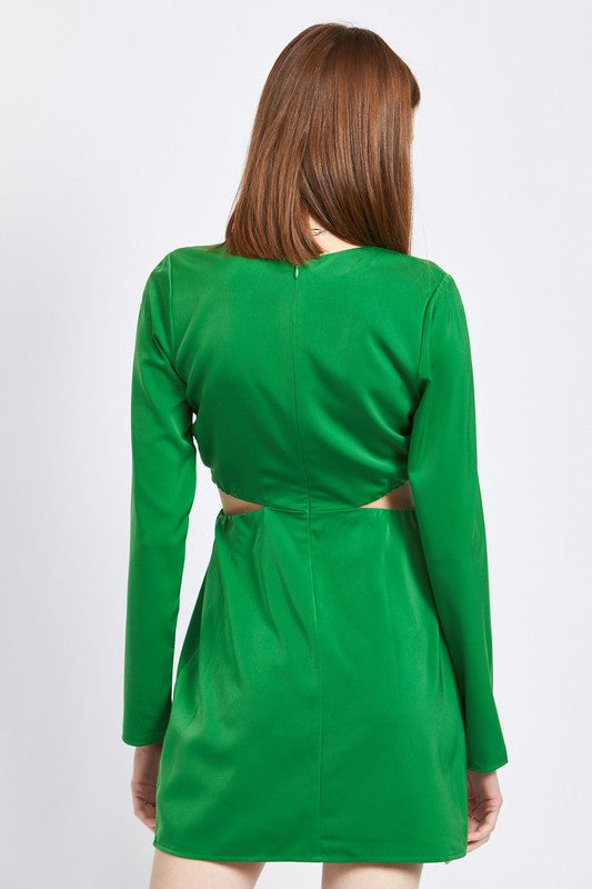 Green Satin Mini Dress