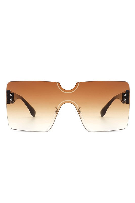 Square Rimless Oversize Flat Top Sunglasses