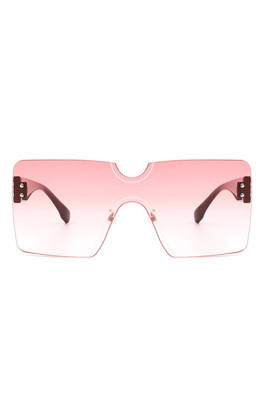 Square Rimless Oversize Flat Top Sunglasses