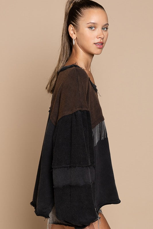 Metal Fringe detailed French Terry Top