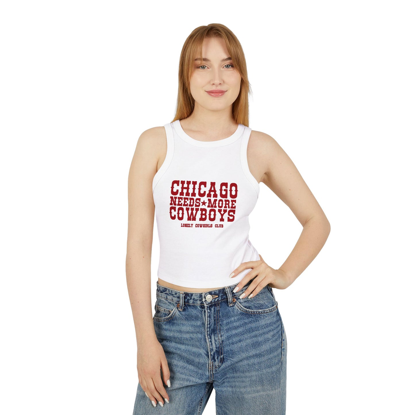 Chicago Needs More Cowboys Racer Tank Top