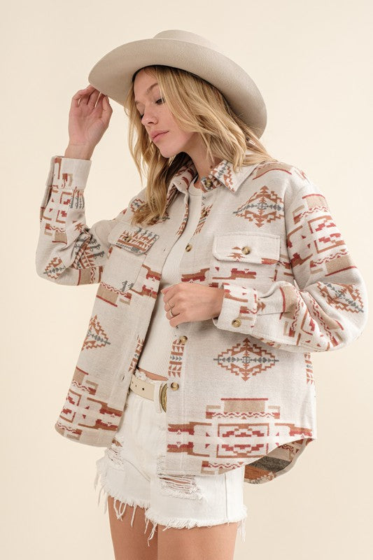 Jacquard Aztec Shirt Jacket