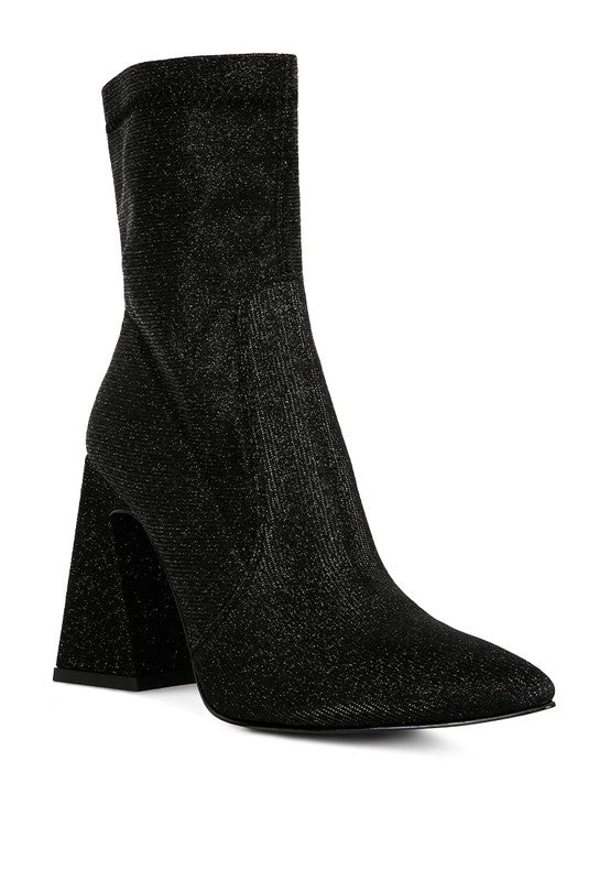 Vegas Shimmer Block Heeled Ankle Boots