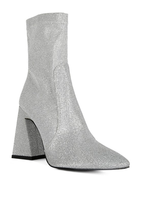 Vegas Shimmer Block Heeled Ankle Boots