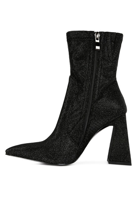 Vegas Shimmer Block Heeled Ankle Boots