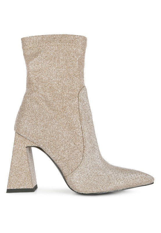 Vegas Shimmer Block Heeled Ankle Boots