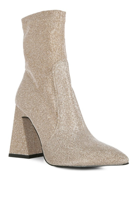 Vegas Shimmer Block Heeled Ankle Boots