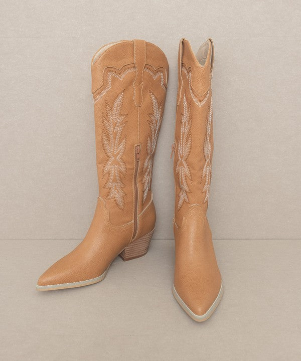 Camel Embroidered Cowboy Boots