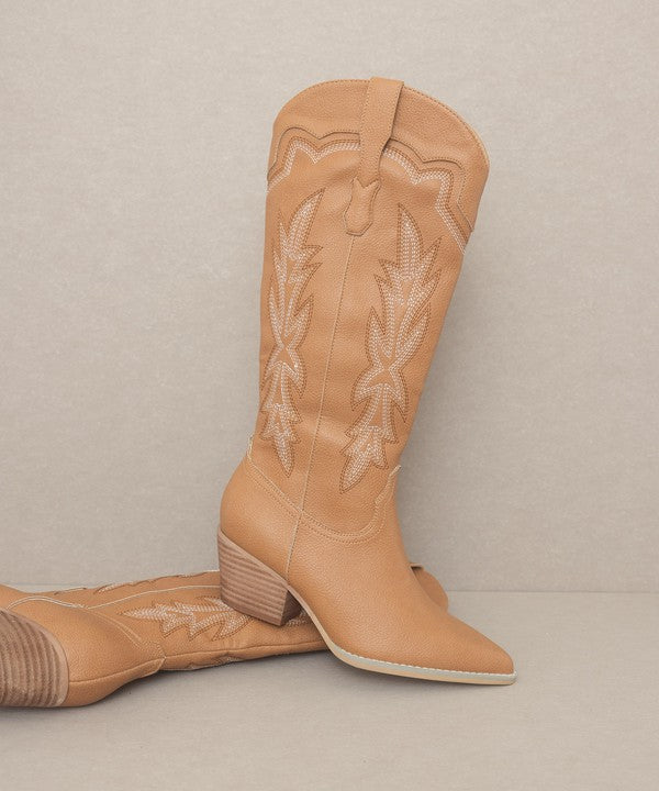 Camel Embroidered Cowboy Boots