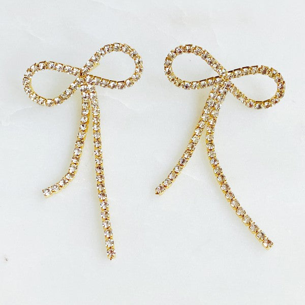 Rhinestone Bow Earrings