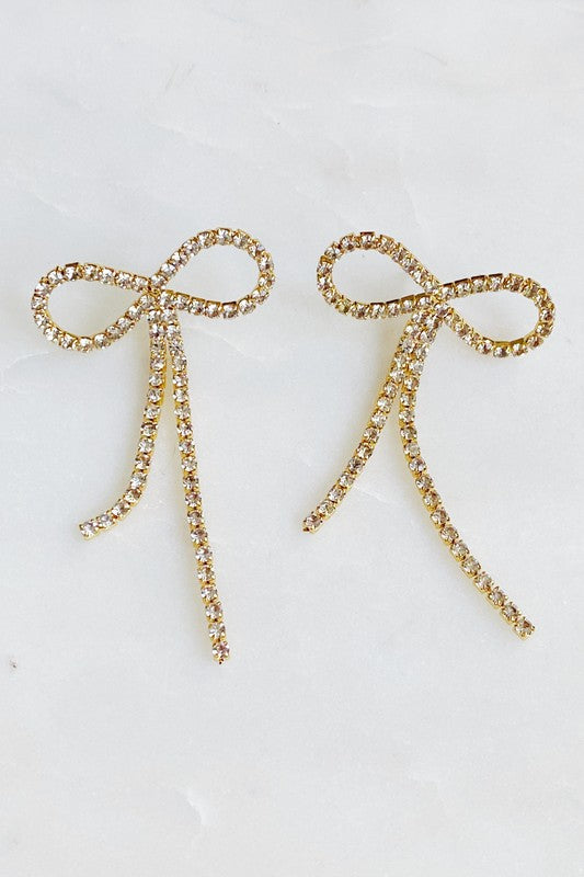 Rhinestone Bow Earrings