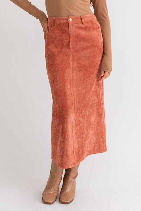 Corduroy Rust Maxi Skirt