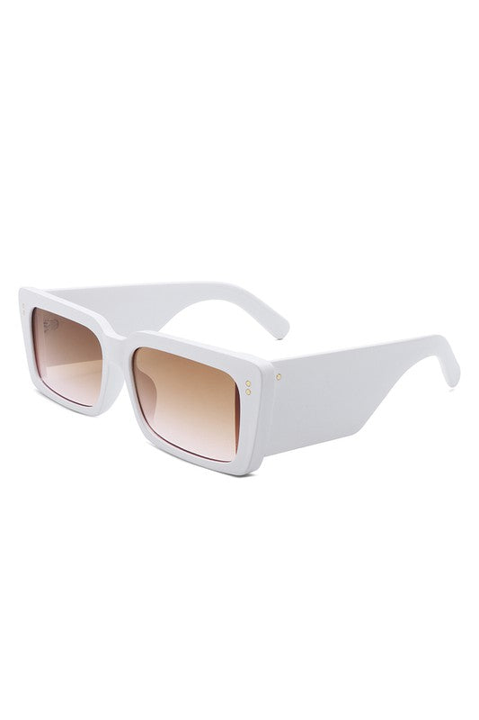 Rectangle Flat Top Retro Tinted Chunky Sunglasses