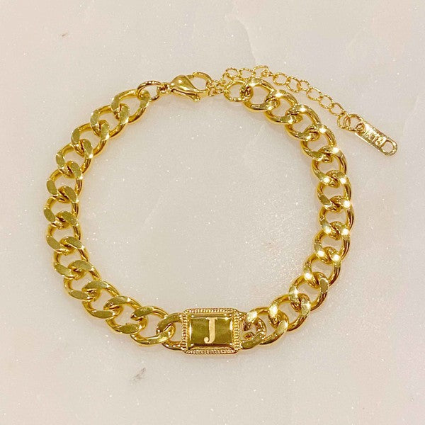 Cuban Chain Initial Bracelet