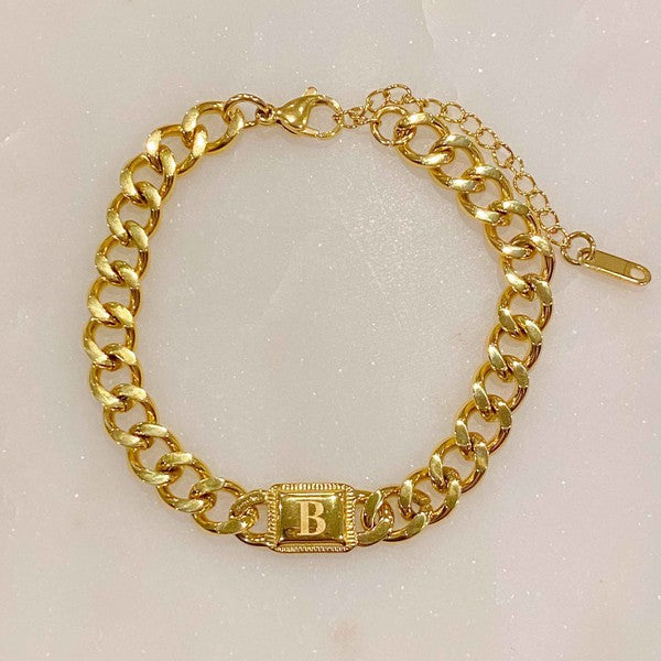 Cuban Chain Initial Bracelet