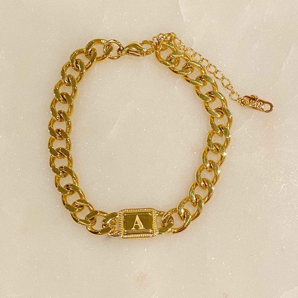 Cuban Chain Initial Bracelet