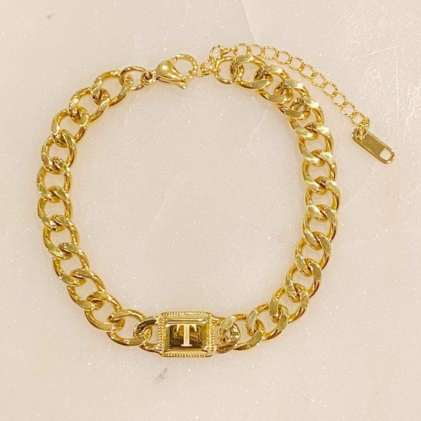 Cuban Chain Initial Bracelet