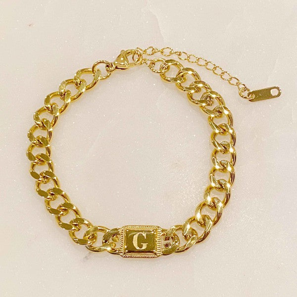 Cuban Chain Initial Bracelet