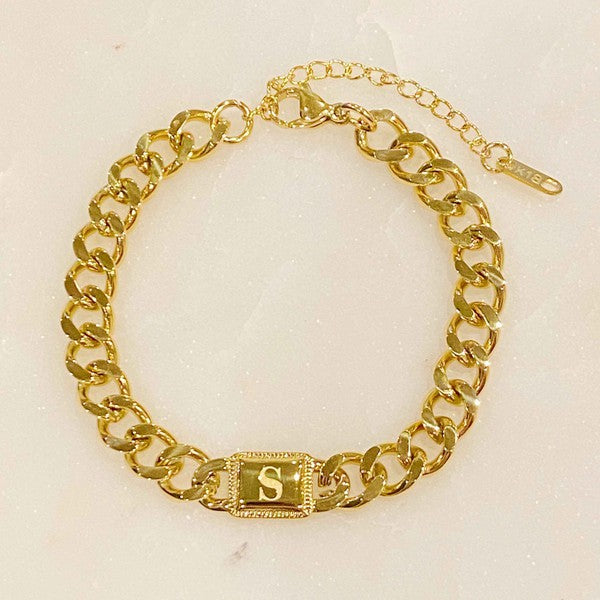 Cuban Chain Initial Bracelet