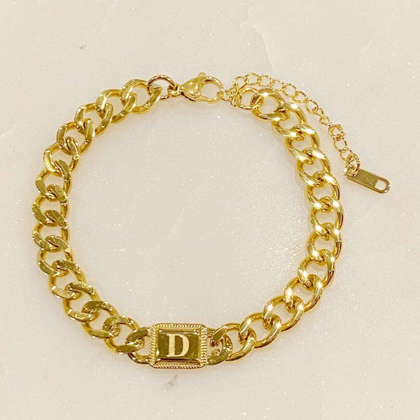 Cuban Chain Initial Bracelet