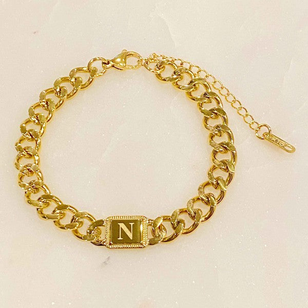 Cuban Chain Initial Bracelet