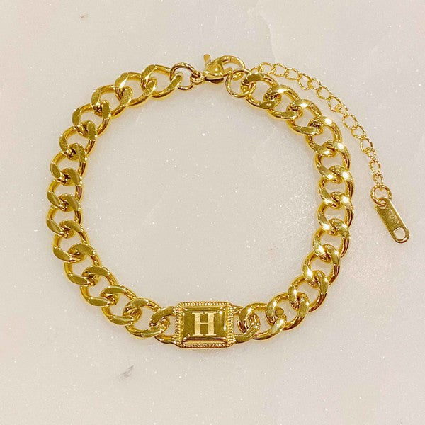 Cuban Chain Initial Bracelet