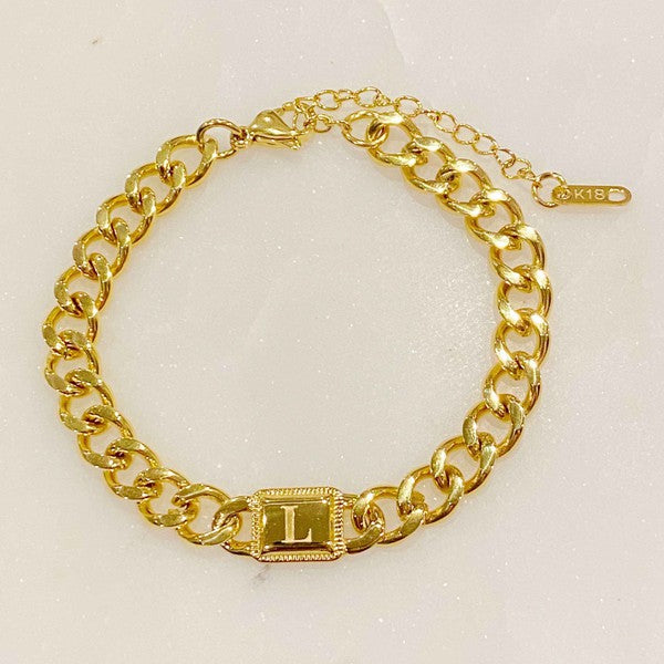 Cuban Chain Initial Bracelet