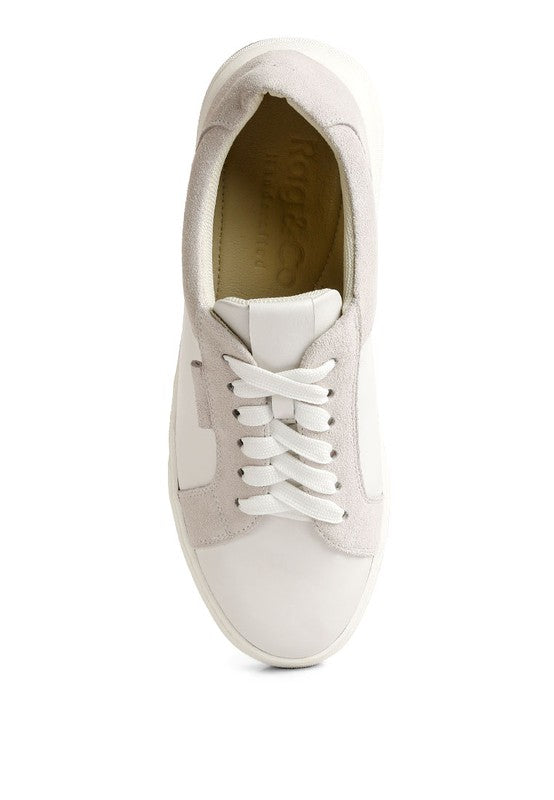 Color Block Leather Sneakers