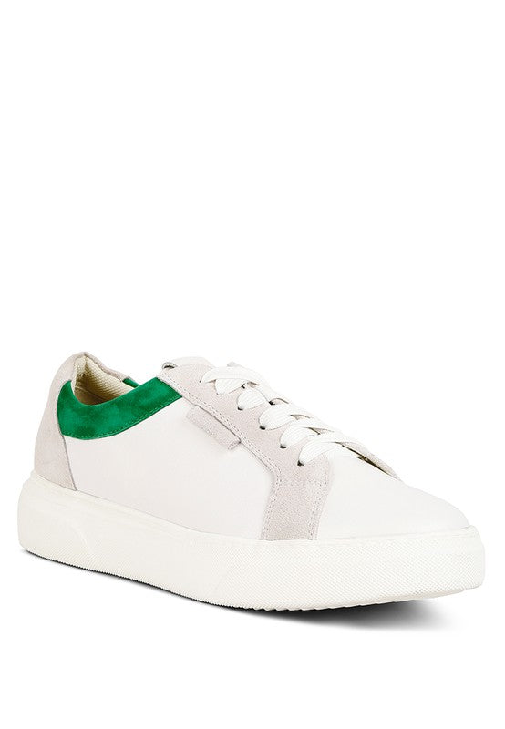 Color Block Leather Sneakers